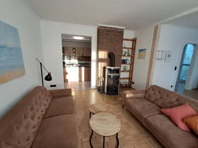Ein Sitzbereich in der Unterkunft Küstenhaus Duhnen - Ferienhaus mit Meerblick