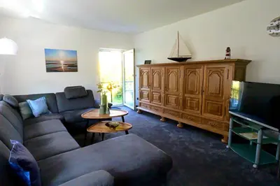 Ein Sitzbereich in der Unterkunft Strandgut