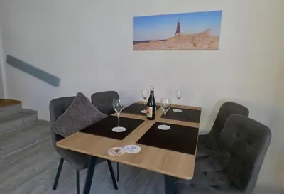 Ein Sitzbereich in der Unterkunft Strandgut