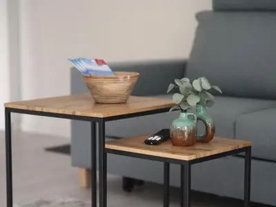 Ein Sitzbereich in der Unterkunft Strandrevier No4