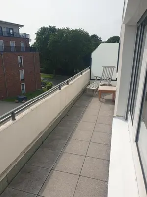 Ein Balkon oder eine Terrasse in der Unterkunft Ferienwohnung Steubenhöft
