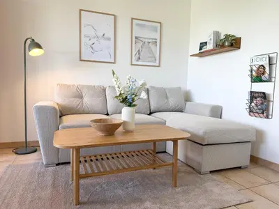 Ein Sitzbereich in der Unterkunft Haus am Waldbad FeWo 2