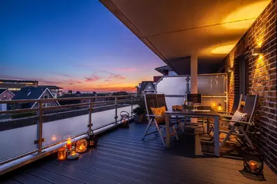 Ein Balkon oder eine Terrasse in der Unterkunft Hauke Segelmacherhuus