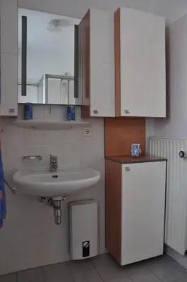 Küche/Küchenzeile in der Unterkunft Ferienwohnung Herzmuschel