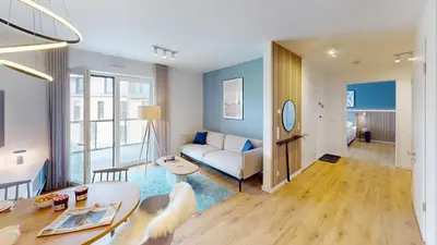 Ein Bett oder Betten in einem Zimmer der Unterkunft Lighthouse Duhner Spitze - W08