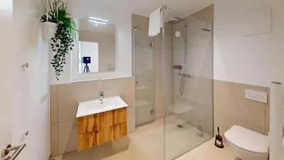 Ein Badezimmer in der Unterkunft Lighthouse Duhner Spitze - W05