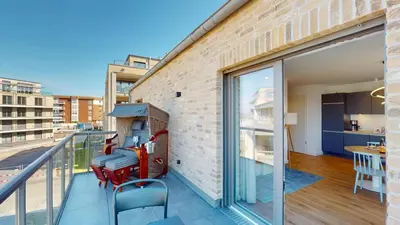 Ein Balkon oder eine Terrasse in der Unterkunft Lighthouse Duhner Spitze - W11