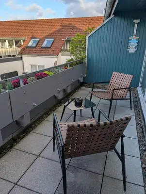 Ein Balkon oder eine Terrasse in der Unterkunft Ferienlodge Ankerglück