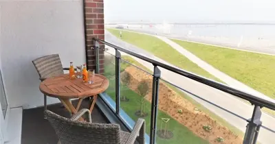 Ein Balkon oder eine Terrasse in der Unterkunft Haus Nordseeblick, App 22