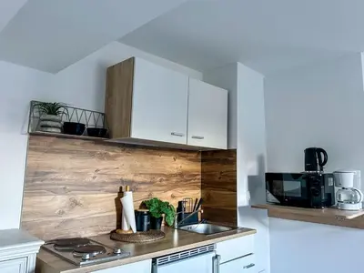 Küche/Küchenzeile in der Unterkunft HafenCity Apartments Brunsbüttel