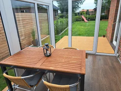 Ein Balkon oder eine Terrasse in der Unterkunft Ferienwohnungen am Wattenmeer