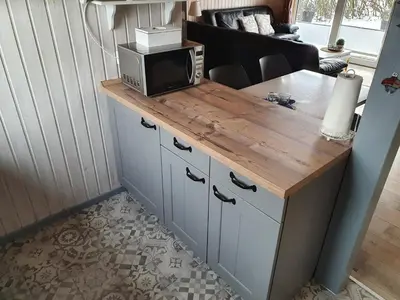 Küche/Küchenzeile in der Unterkunft Ellie-Ferienhaus Strandräuber - VS1