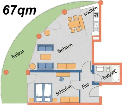 Grundriss der Unterkunft Haus Nordseebrandung FeWo A2 5
