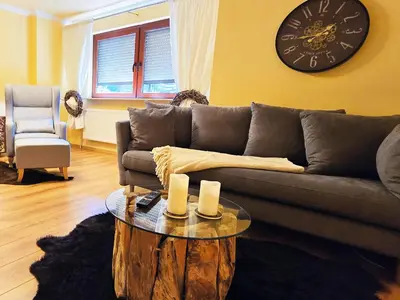 Ein Sitzbereich in der Unterkunft Ferienwohnung Smukke Stuuv