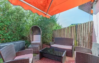 Ein Garten an der Unterkunft Deichschaf