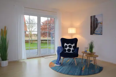 Ein Sitzbereich in der Unterkunft Ferienhaus Perlmuschel