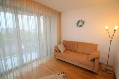 Ein Sitzbereich in der Unterkunft Residenz am Yachthafen, RY12