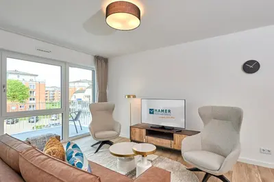 Ein Sitzbereich in der Unterkunft Nordstrand, N301