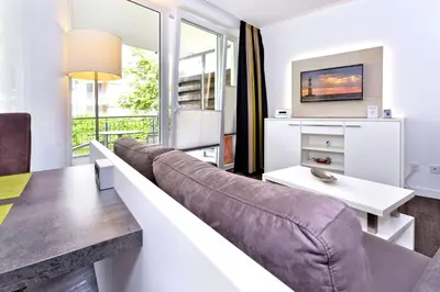 Ein Sitzbereich in der Unterkunft Duhner Strandhus, S12