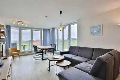Ein Sitzbereich in der Unterkunft Nordseeblick, NB10