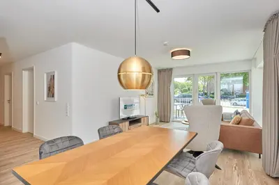 Ein Sitzbereich in der Unterkunft Nordstrand, N102