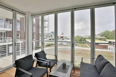 Ein Balkon oder eine Terrasse in der Unterkunft Kapitän Alexander, KA47