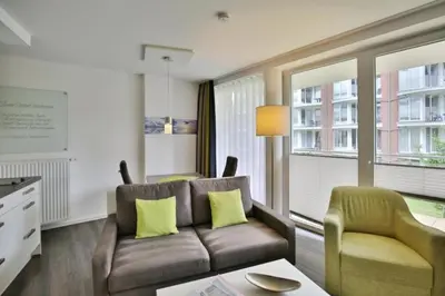 Ein Sitzbereich in der Unterkunft Duhner Strandhus, S106