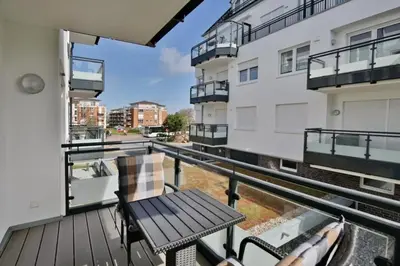 Ein Balkon oder eine Terrasse in der Unterkunft Admiralsgarten, AG2s