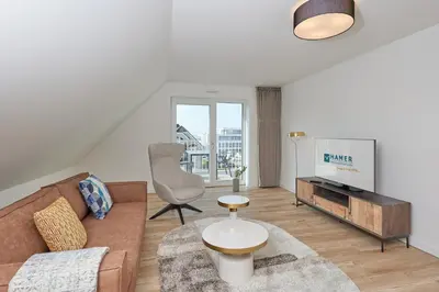 Ein Sitzbereich in der Unterkunft Nordstrand, N301a