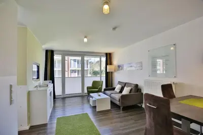 Ein Sitzbereich in der Unterkunft Duhner Strandhus, S104