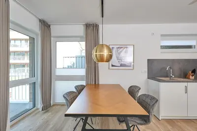 Küche/Küchenzeile in der Unterkunft Nordstrand, N102a