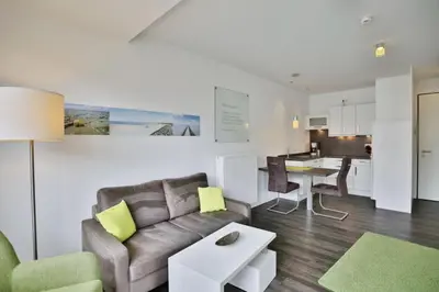 Ein Sitzbereich in der Unterkunft Duhner Strandhus, S304
