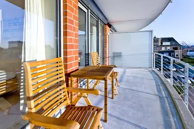 Ein Balkon oder eine Terrasse in der Unterkunft Residenz am Yachthafen, RY15