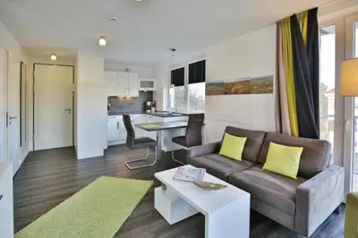 Ein Sitzbereich in der Unterkunft Duhner Strandhus, S201