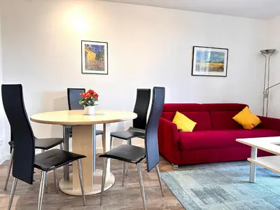 Ein Sitzbereich in der Unterkunft Ferienwohnung De Brecker