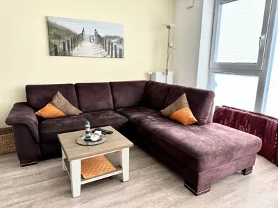 Ein Sitzbereich in der Unterkunft Ferienwohnung De Eller