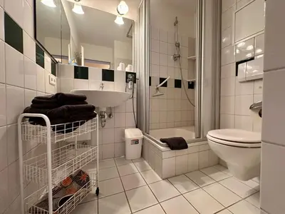 Ein Badezimmer in der Unterkunft Ferienwohnung De Diek 105