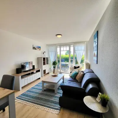 Ein Sitzbereich in der Unterkunft Ferienwohnung De Floot