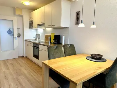 Küche/Küchenzeile in der Unterkunft Ferienwohnung De Lachmööv