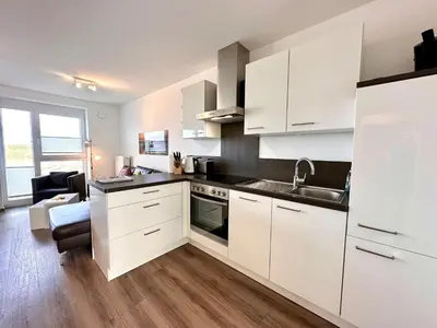 Küche/Küchenzeile in der Unterkunft Ferienwohnung de Gleemfisk