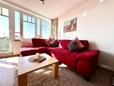 Ein Sitzbereich in der Unterkunft Ferienwohnung De Robb