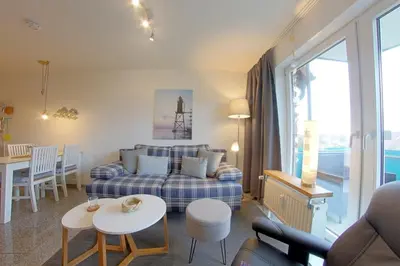 Ein Sitzbereich in der Unterkunft Haus Borkum WE 19