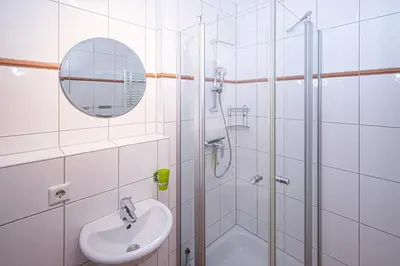 Ein Badezimmer in der Unterkunft Strandpalais, FeWo SP104