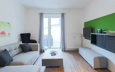 Ein Sitzbereich in der Unterkunft Pier 12, FeWo 4