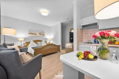 Ein Sitzbereich in der Unterkunft Ferienwohnung Languste Büsum