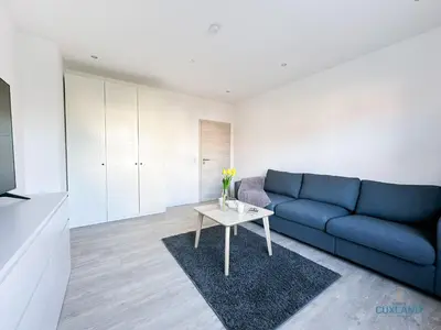 Ein Sitzbereich in der Unterkunft Ferienwohnung am Kurpark