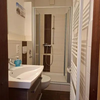 Ein Badezimmer in der Unterkunft Ferienwohnung Büsum Zentrum - Einkaufsmeile und Meer