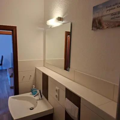Ein Badezimmer in der Unterkunft Ferienwohnung Büsum Zentrum - Einkaufsmeile und Meer