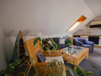 Ein Sitzbereich in der Unterkunft Seaside 26