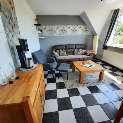 Ein Sitzbereich in der Unterkunft Im Heidedorf Haus to Baben